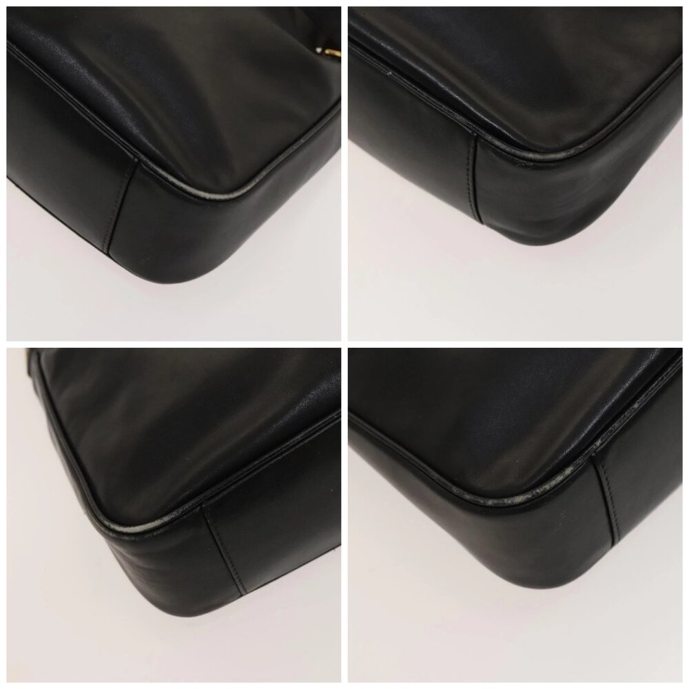 GUCCI Bamboo Hand Bag Leather 2way Black Gold - Picture 16 of 16